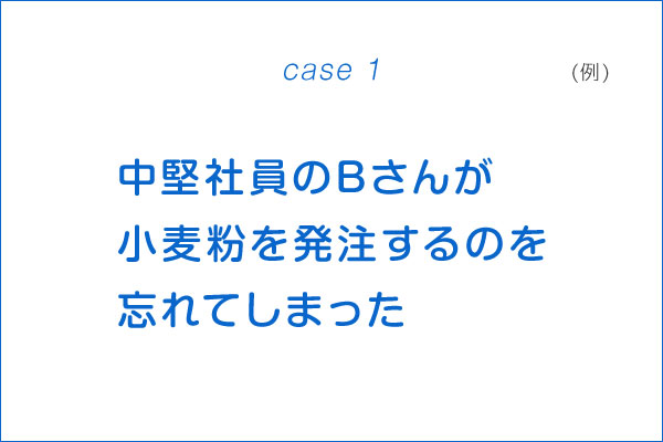 中堅社員のBさんが小麦粉を発注するのを忘れてしまった